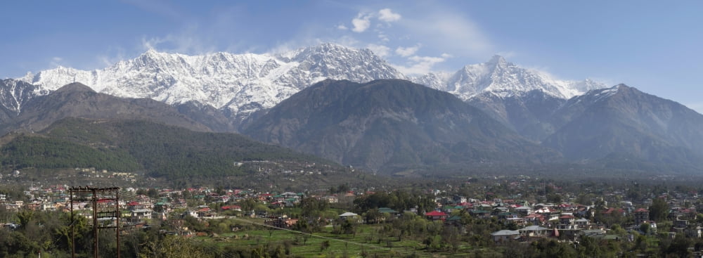 View of the Dhauladhar mountain range from Lower Dharamsala Himachal Pradesh India Canvas Art - Panoramic Images (36 x 12)
