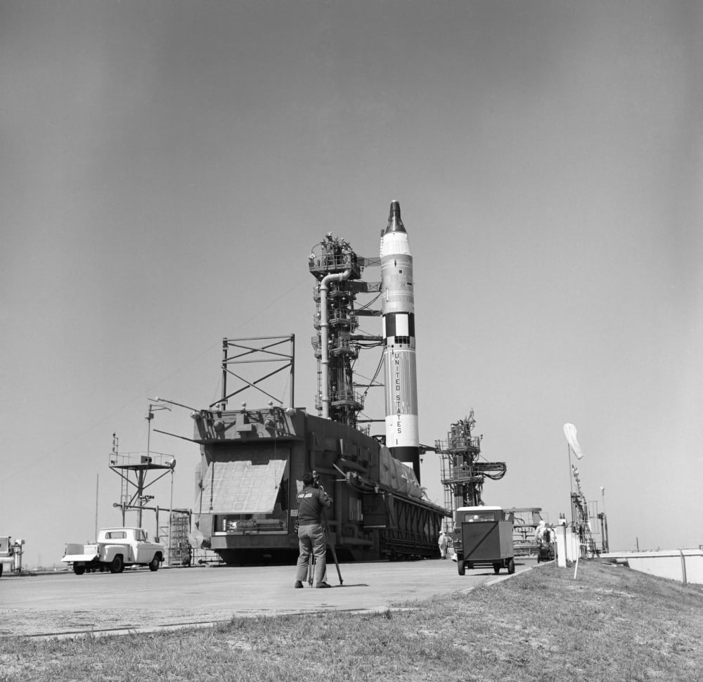 View of the Gemini-Titan 3 on its launch pad at Cape Canaveral Florida Canvas Art - Stocktrek Images (29 x 28)