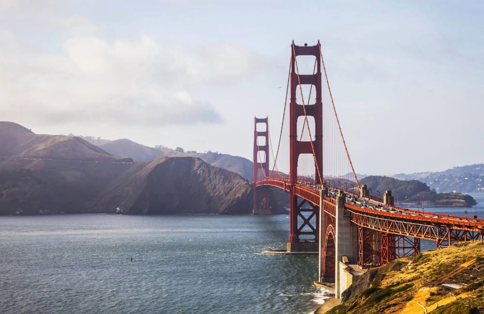 View of the Golden Gate Bridge from Fort Point San Francisco California United States of America Canvas Art - Leah Bignell Design Pics (38 x 24)