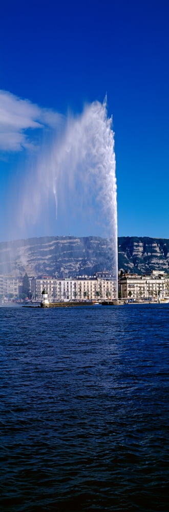 View of the Jet dEau Geneva Switzerland Canvas Art - Panoramic Images (12 x 36)