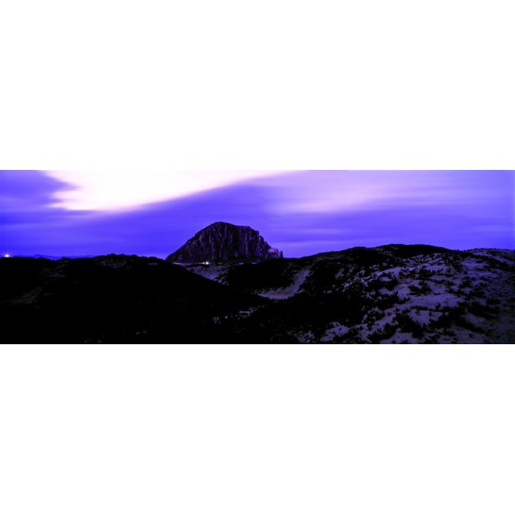 View of the Morro Rock at dusk Morro Bay San Luis Obispo County California USA Canvas Art - Panoramic Images (6 x 18)