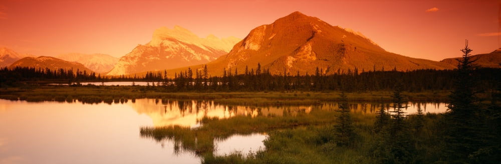 View of the Mt Rundle Banff National Park Alberta Canada Canvas Art - Panoramic Images (6 x 18)