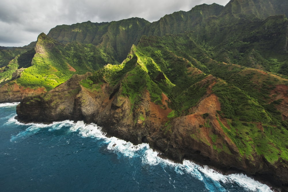 View of the Na Pali Coast Kauai Hawaii United States of America Canvas Art - Carl Johnson Design Pics (19 x 12)