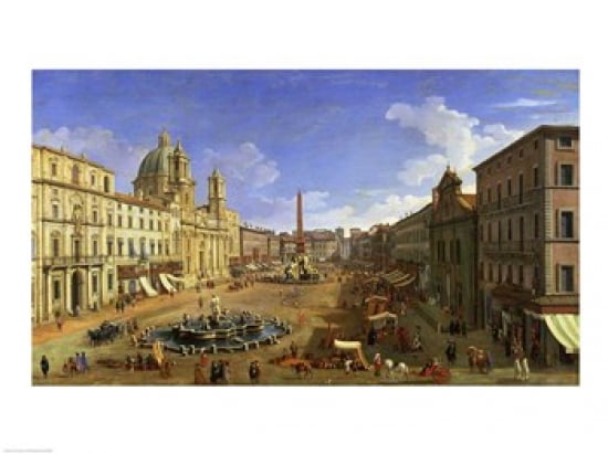 View of the Piazza Navona Rome Canvas Art - Giovanni Antonio Canaletto (24 x 18)