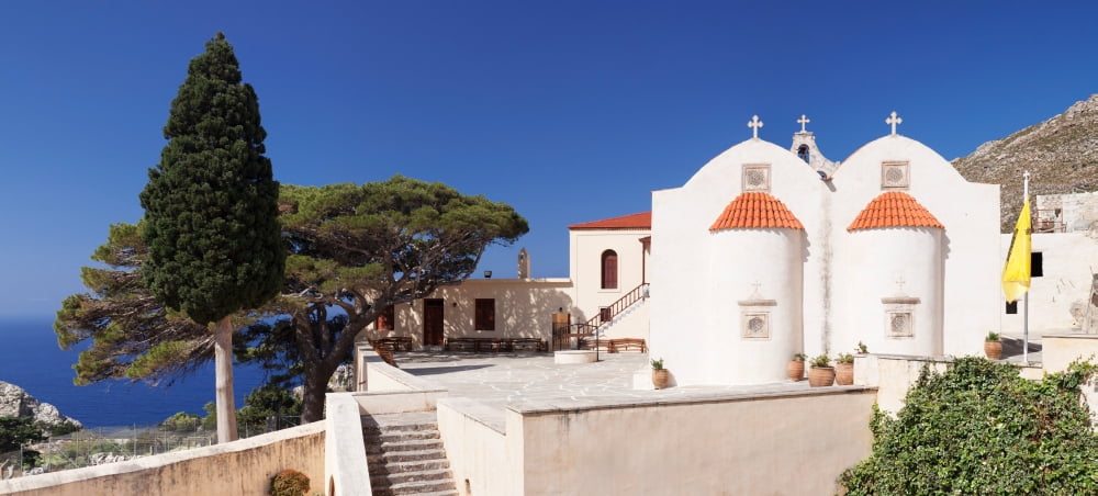 View of the Preveli Monastery Preveli Rethymno Crete Greece Canvas Art - Panoramic Images (27 x 9)