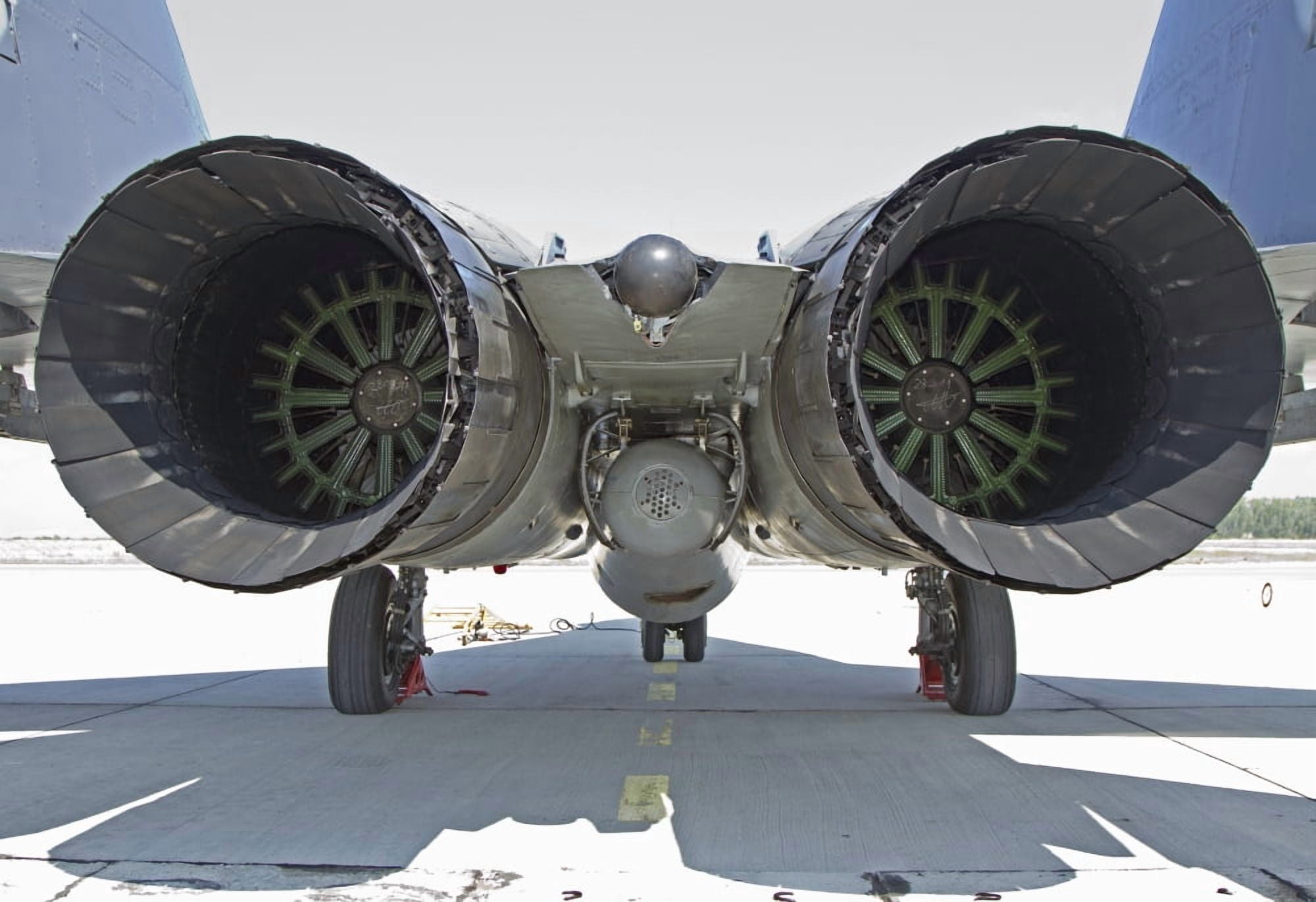 View of the RD-33 engines on a Serbian Air Force MiG-29 jet Canvas Art - Anton BalakchievStocktrek Images (18 x 12)