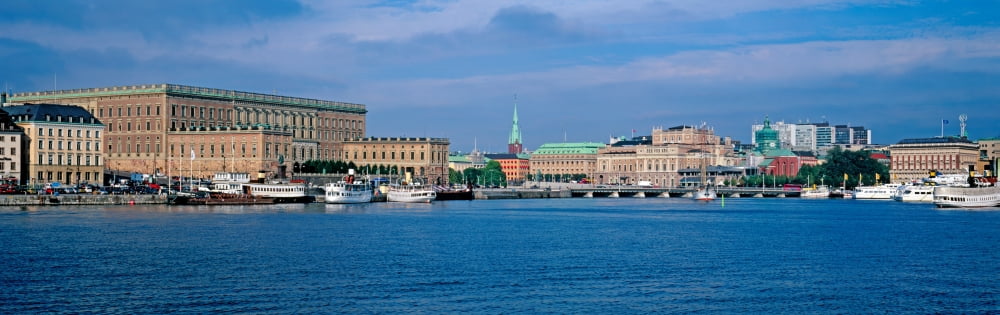 View of the Royal Palace at waterfront Stockholm Palace Stockholm Sweden Canvas Art - Panoramic Images (12 x 36)