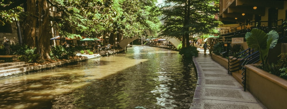 View of the San Antonio River Walk San Antonio Texas USA Canvas Art - Panoramic Images (36 x 12)