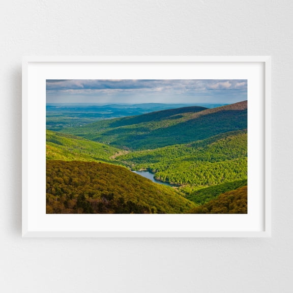 View of the Shenandoah River - Virginia Photography Landscape Nature Mountain Forest Scenic Rural Autumn White Framed Wall Art Print 20 x 30 inches