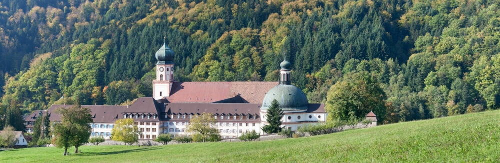View of the St Trudperts Abbey in Munstertal Valley Black Forest Baden-Wurttemberg Germany Canvas Art - Panoramic Images (36 x 12)