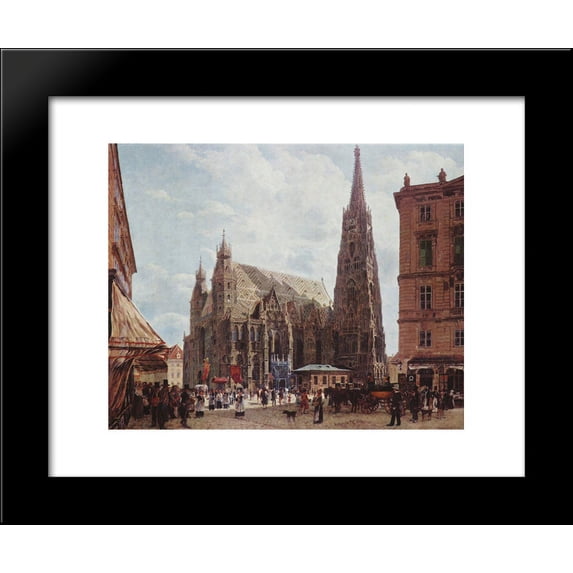 View of the Stephansdom from Stock im Eisen Platz 20x24 Framed Art Print by Rudolf von Alt