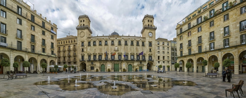 View of the Town Hall Square Alicante Spain Canvas Art - Panoramic Images (36 x 12)
