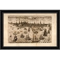 thumbnail image 1 of View of the Town of Boston 40x28 Large Black Ornate Wood Framed Canvas Art by Paul Revere, 1 of 2