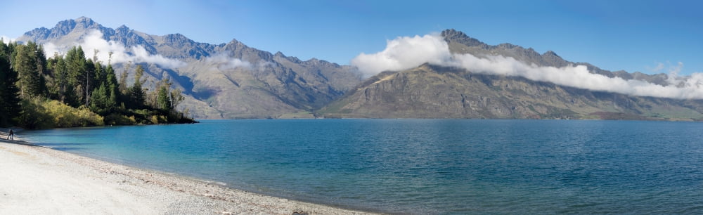 View of the Wilson Bay Lake Wakatipu seen from Glenorchy-Queenstown Road Otago Region South Island New Zealand Canvas Art - Panoramic Images (5 x 15)