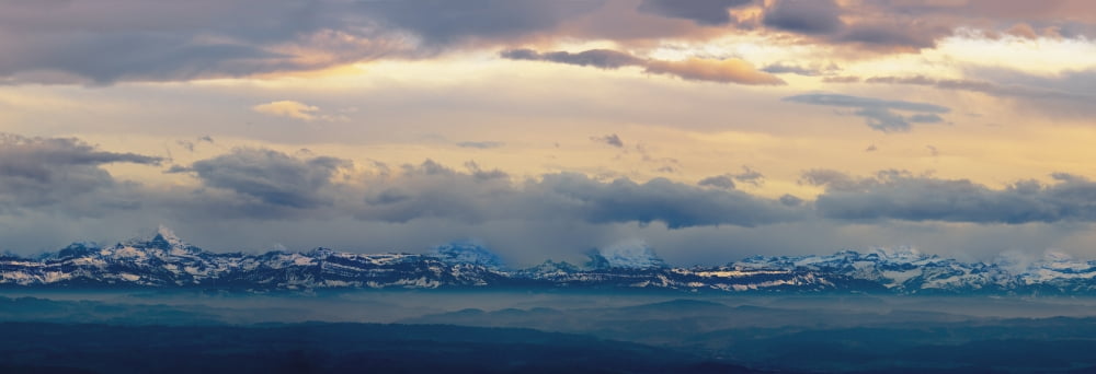 View of the alpsJura switzerland Canvas Art - Yves Marcoux Design Pics (36 x 12)