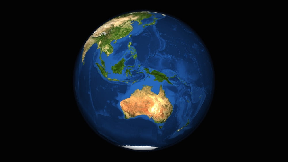 View of the full Earth showing Indonesia Oceania and the continent of Australia Canvas Art - Stocktrek Images (38 x 21)