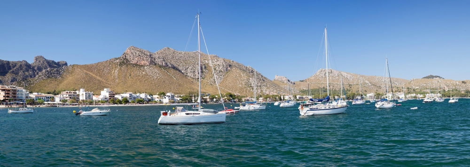 View of the marina to Port de Pollenca Majorca Balearic Islands Spain Canvas Art - Panoramic Images (27 x 9)