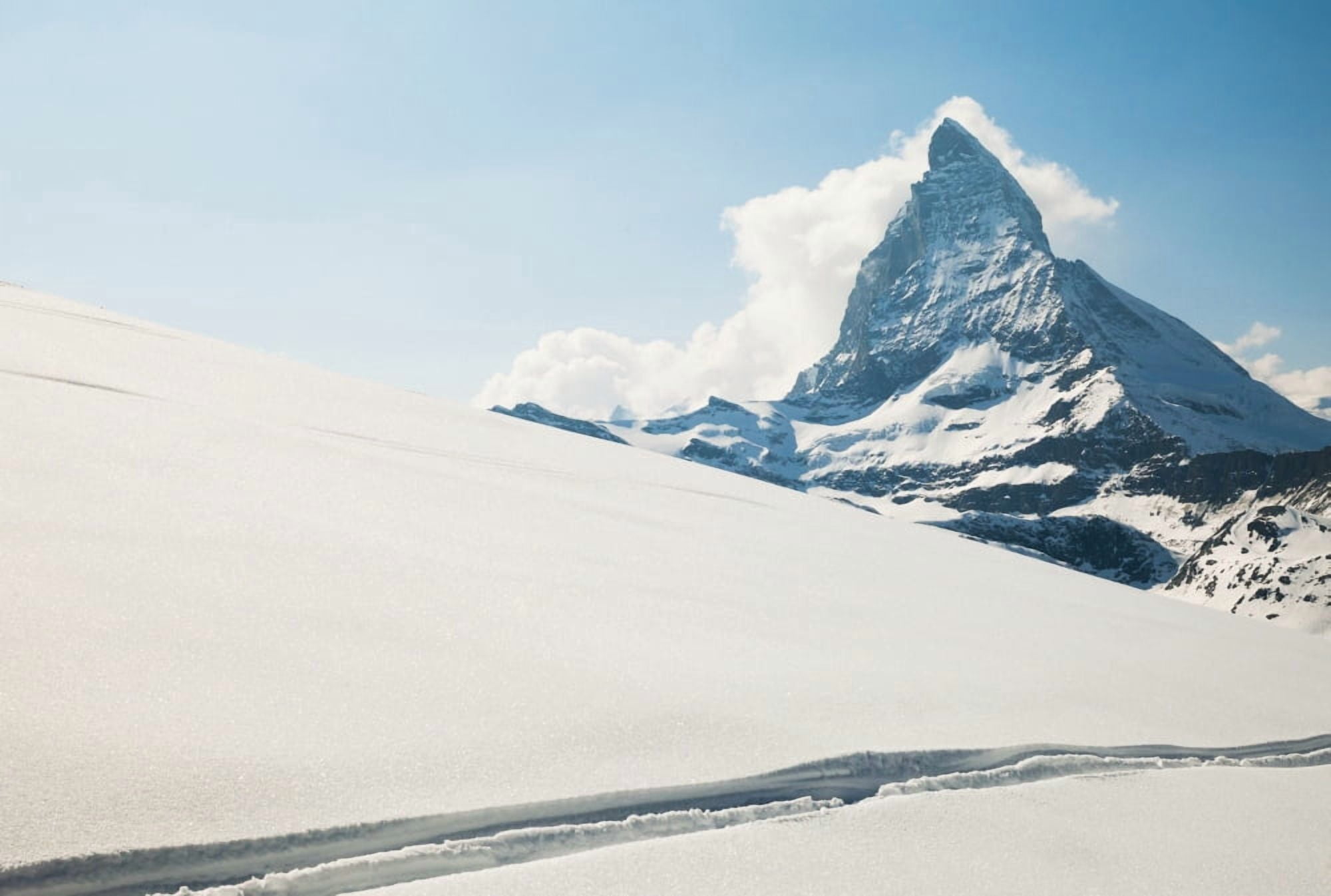 View of the matterhorn from a snow covered plateauZermatt switzerland Canvas Art - Keith Levit Design Pics (18 x 12)