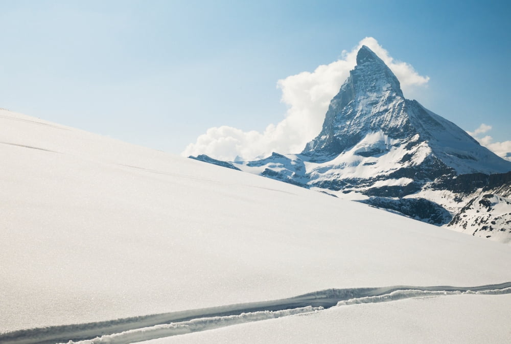 View of the matterhorn from a snow covered plateauZermatt switzerland Canvas Art - Keith Levit Design Pics (36 x 24)