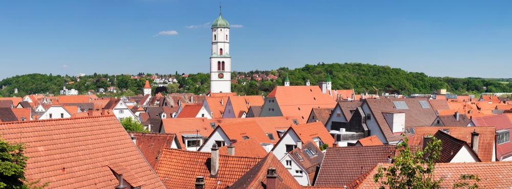 View of the old town with St Martins Church at Biberach an der Riss Upper Swabia Baden-Wurttemberg Germany Canvas Art - Panoramic Images (27 x 9)