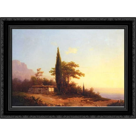 View on Crimea 24x20 Black Ornate Wood Framed Canvas Art by Aivazovsky, Ivan