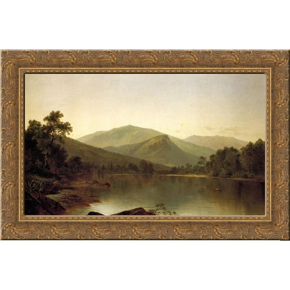View on the Androscoggin River, Maine 24x18 Gold Ornate Wood Framed Canvas Art by David Johnson