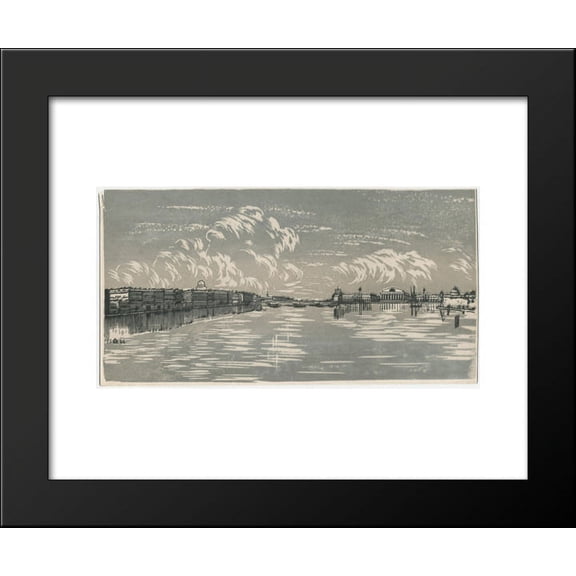 View on the Neva River and the Stock Exchange Building from the Trinity Bridge 20x24 Framed Art Print by Ostroumova-Lebedeva, Anna