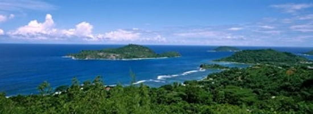 View over Anse LIslette and Therese Island Seychelles Canvas Art - Panoramic Images (18 x 7)