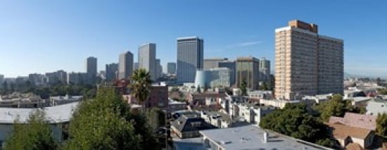 View over Oakland from Adams Point California USA Canvas Art - Panoramic Images (30 x 12)