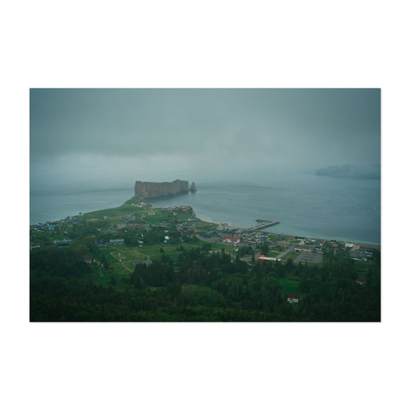 View over Percé 01 - Percé Québec Canada Photography Coastal Landscape Ocean Nature Harbor Scenic Unframed Wall Art Print 32 x 48 inches
