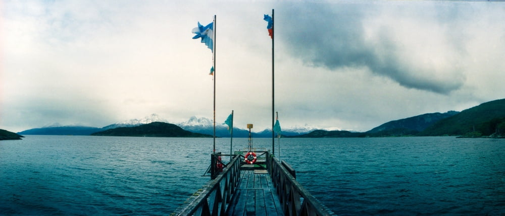 View of pier in bay of water Tierra del Fuego National Park Ushuaia Tierra del Fuego Province Patagonia Argentina Canvas Art - Panoramic Images (13 x 30)