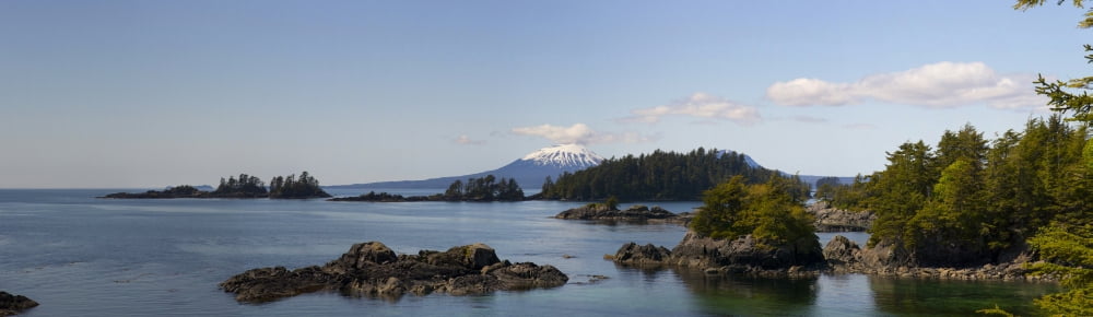 View toward Mount Edgecumbe Sitka Bay Sitka Alaska USA Canvas Art - Panoramic Images (36 x 12)