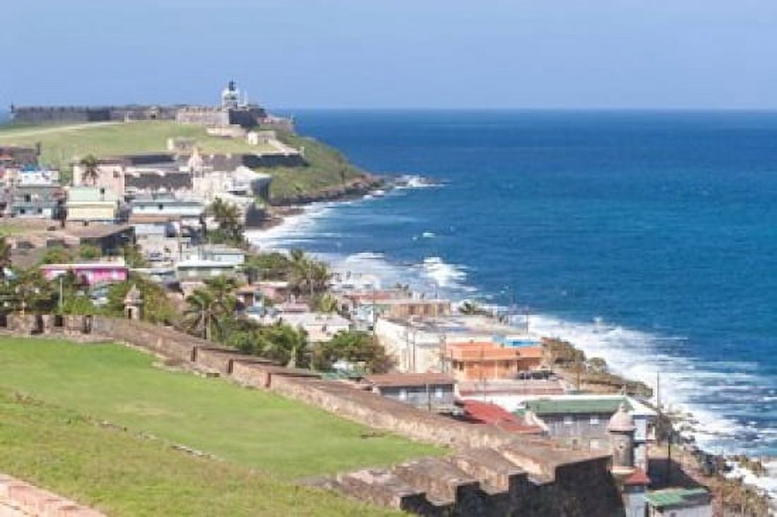 View towards El Morro from Fort San Cristobal in San Juan Puerto Rico Canvas Art - Jerry & Marcy Monkman DanitaDelimont (26 x 18)
