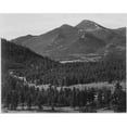 thumbnail image 1 of View with trees in foreground barren mountains in background "In Rocky Mountain National Park" Colorado 1933 - 1942 Poster Print by Ansel Adams (18 x 24), 1 of 3