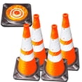 thumbnail image 1 of ViewBrite Collapsible LED Light up Traffic Cone, Bright Reflective Heavy-Duty Safety Construction Cones W/ Carry Case, Neon Orange (4 Pack), 1 of 4