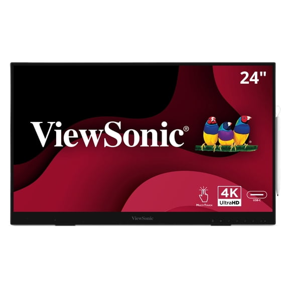 ViewSonic ID2456-4K 24 Inch 4K UHD Touch Display Tablet with PCAP 10 Point Touch Active Stylus Built-in Kickstand USB Hub HDMI DisplayPort and USB C Inputs