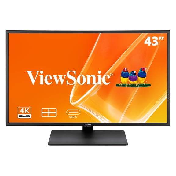 ViewSonic 43" 4K UHD Monitor with Multipicture Functionality, PIP, PBP, USB-C, HDMI and DisplayPort