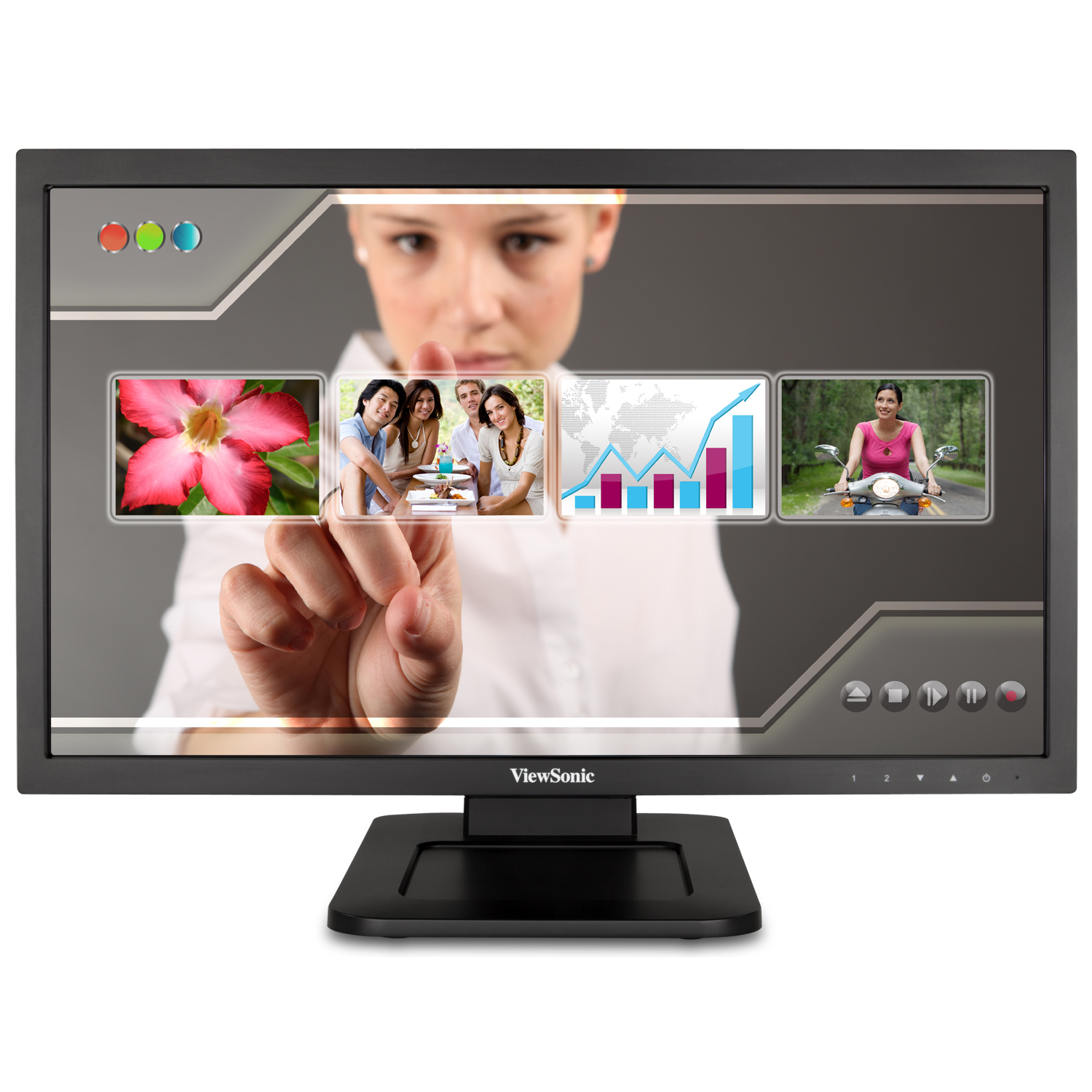 ViewSonic TD2220 - LED monitor - 22" (21.5" viewable) - touchscreen - 1920 x 1080 Full HD (1080p) - TN - 200 cd/m������ - 1000:1 - 5 ms - DVI-D, VGA - speakers - image 1 of 8