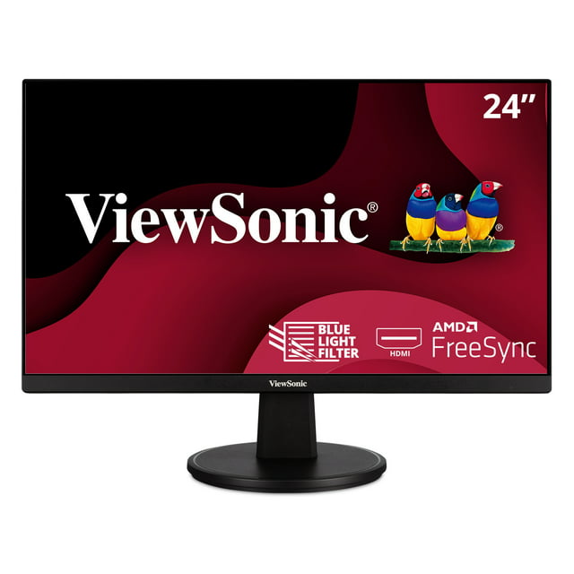ViewSonic VA2447-MH 24 Inch Full HD 1080p Monitor with Ultra-Thin Bezel, AMD FreeSync, 100Hz, Eye Care, and HDMI, VGA Inputs for Home and Office