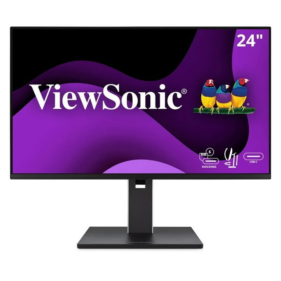 ViewSonic VG2458 24 Inch 1080p IPS Docking Monitor with Advanced Ergonomics, 100W USB C, 5-port USB Hub, HDMI, DisplayPort, and Daisy Chain for Home and Office