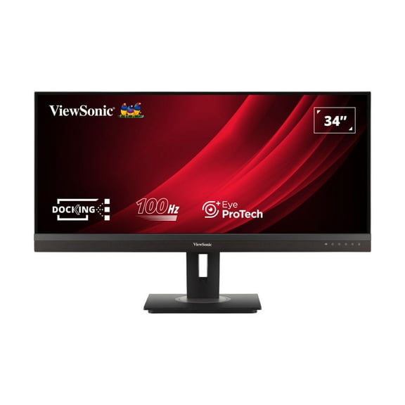ViewSonic VG3456A 34 Inch 21:9 UltraWide QHD 1440p IPS Monitor with Ergonomics Design, 100W USB C, Docking Built-In, Gigabit Ethernet for Home and Office