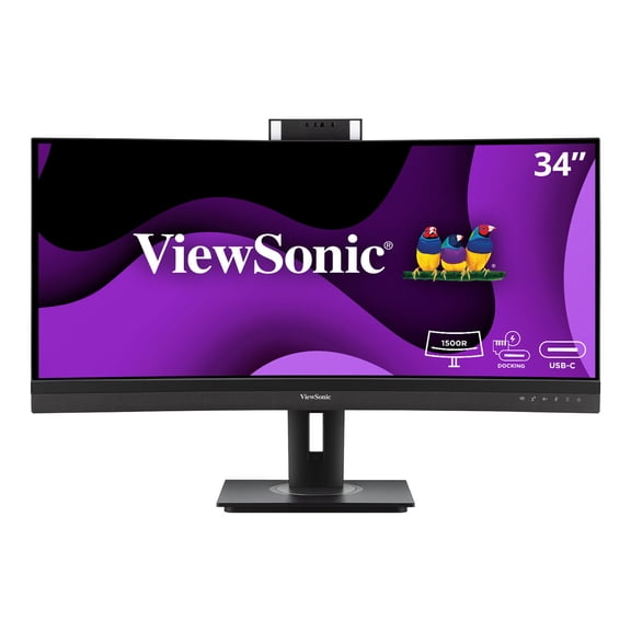 ViewSonic VG3457CV 34 Inch Ultrawide QHD 1440p Curved Video Conferencing Docking Monitor with Windows Hello Compatible IR Webcam, Advanced Ergonomics, and 100W USB C for Home and Office - 34" Viewa...