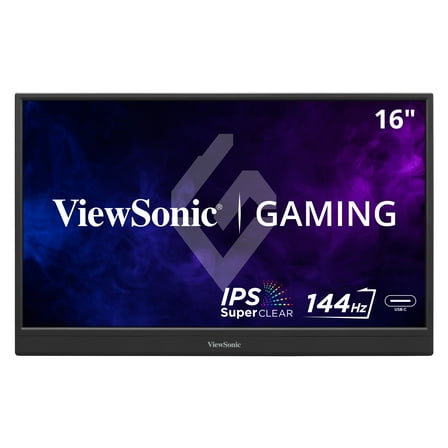ViewSonic VX1654 16 Inch 1080p Portable IPS Gaming Monitor with 144Hz, AMD FreeSync, 2 Way Powered 60W USB C, Mini HDMI, and Built-in Stand with Protective Cover