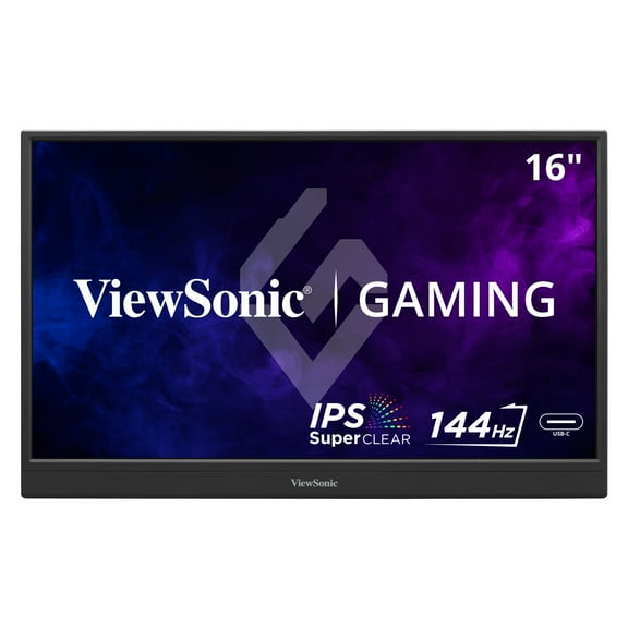 ViewSonic VX1654 16 Inch 1080p Portable IPS Gaming Monitor with 144Hz, AMD FreeSync, 2 Way Powered 60W USB C, Mini HDMI, and Built-in Stand with Protective Cover