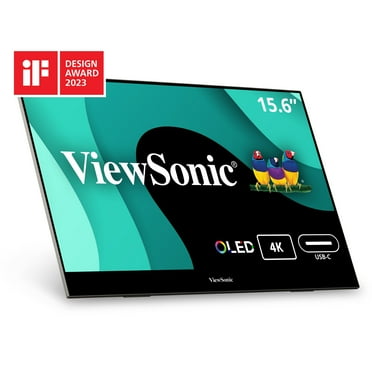 Pre-Owned ViewSonic VX1655-4K-OLED 15.6" 4K UHD Portable OLED Monitor with 2 Way Powered 60W USB C, Mini HDMI, Dual Speakers