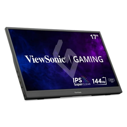 ViewSonic VX1754 17 Inch 1080p IPS Portable Gaming Monitor with 144Hz, AMD FreeSync,2 Way Powered 60W USB C, Mini HDMI, and Built-in Stand with Protective Cover