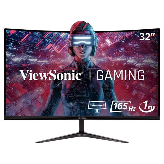 ViewSonic VX3218-PC-MHD 32 Inch Full HD 1080p 165Hz 1ms Curved Gaming Computer Monitor with Adaptive-Sync Eye Care Frameless HDMI and Display Port