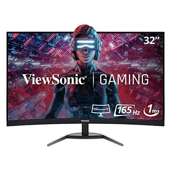 ViewSonic VX3268-PC-MHD 32 Inch 1080p Curved 165Hz 1ms Gaming Monitor with FreeSync Premium Eye Care HDMI and Display Port