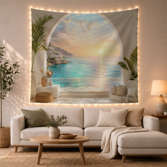 Viewed Through Smooth with Architectural Archway Serves Framing, Mystical Fantasy for Space Lovers, Galaxy Room Decor, Mother'S Day Gift, Tapestry Wall Hanging for Bedroom and Dorm