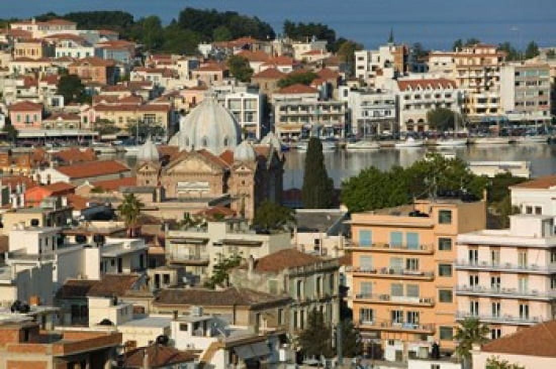 Viewed from Western Hills Lesvos Mithymna Northeastern Aegean Islands Greece Canvas Art - Walter Bibikow DanitaDelimont (28 x 19)